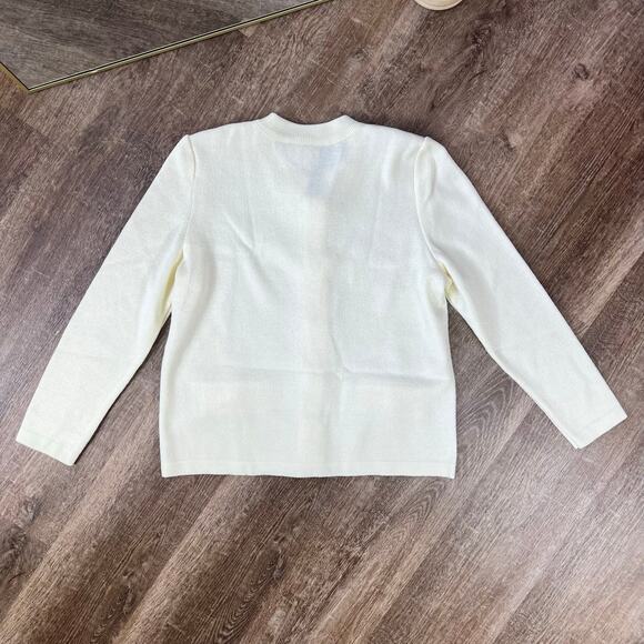 Mita Beautiful Vintage Cream Off White Acrylic Sweater Cardigan Gold Buttons - Picture 3 of 7